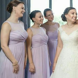 David's Bridal Mesh Dress with Illusion Neckline